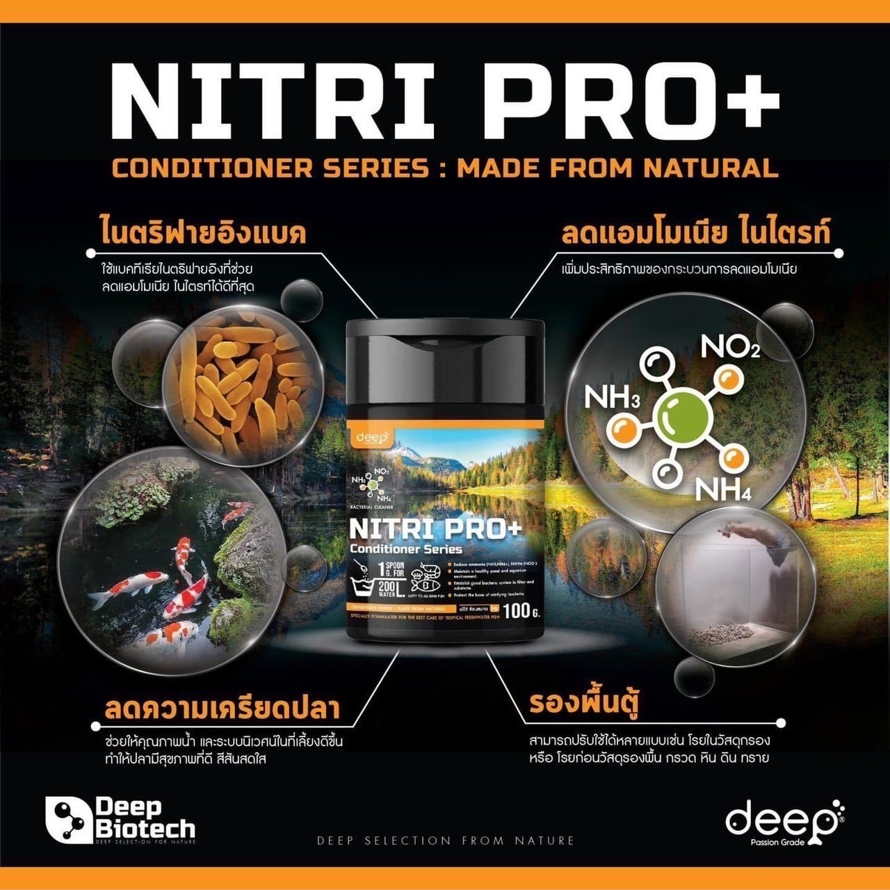 แบคทีเรียกำจัดแอมโมเนียและไนไตรท์ DEEP BIOTECH NITRIPRO+ (ชนิดผง) 100 กรัม_1